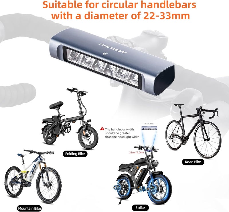ACRUNU Super Bright 3400 Lumens LED Bike Light USB Rechargeable - 5 Modes Bicycle Headlight with 7H Runtime, IPX6 Waterproof, Quick Release Mount for Mountain Road Cycling Commuting Night Safety - Image 5